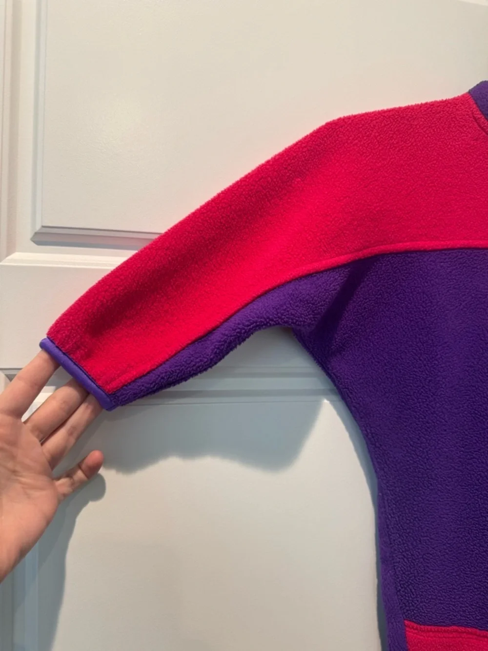 Vintage 80s Colorblock Fleece One Piece Pink & Purple Infant Size 6-12 Months